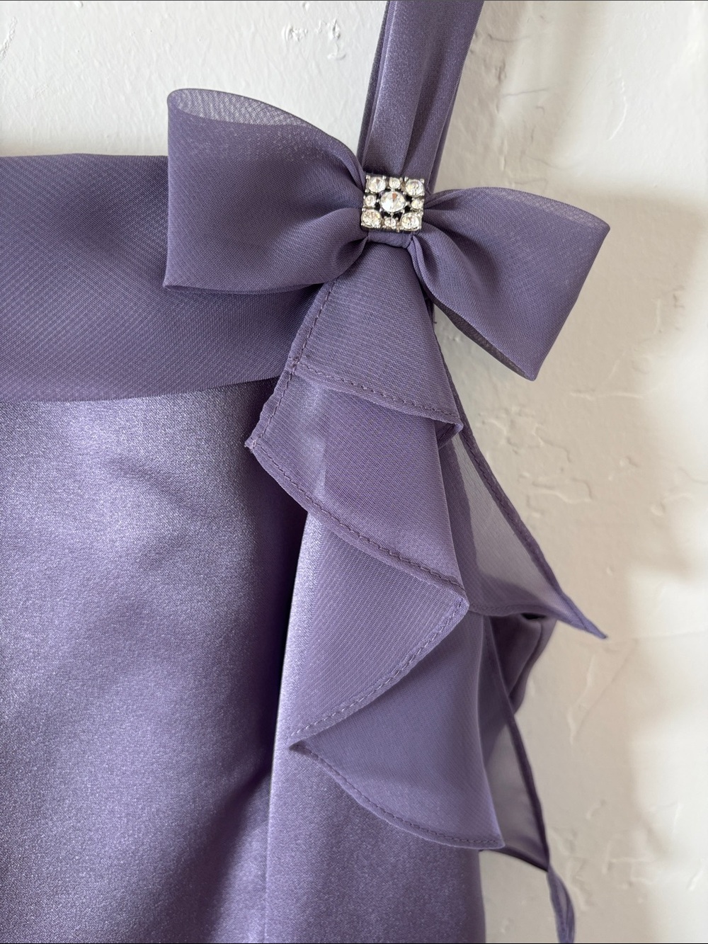 NWT! David's Bridal Lavender Satin Gown with Side Bow - Picture 4 of 10